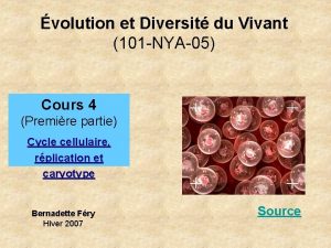 volution et Diversit du Vivant 101 NYA05 Cours