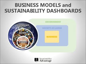 BUSINESS MODELS and SUSTAINABILITY DASHBOARDS TRADITIONAL 20 th