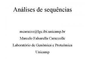 Anlises de sequncias mcarazzolge ibi unicamp br Marcelo