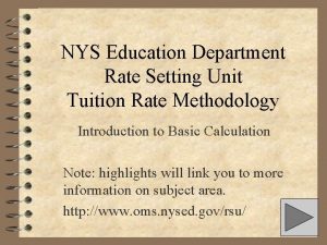 NYS Education Department Rate Setting Unit Tuition Rate