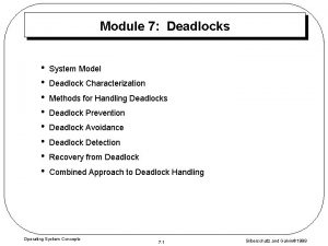 Module 7 Deadlocks System Model Deadlock Characterization Methods