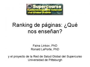 Ranking de pginas Qu nos ensean Faina Linkov