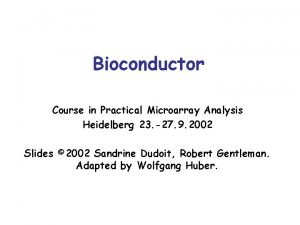Bioconductor Course in Practical Microarray Analysis Heidelberg 23