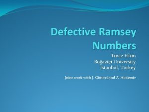 Defective Ramsey Numbers Tnaz Ekim Boazii University Istanbul