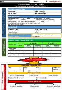 Passenger Ship Port Name Response against Tsunami Checklist