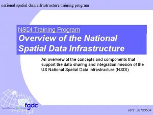 national spatial data infrastructure training program NSDI Training