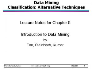 Data Mining Classification Alternative Techniques Lecture Notes for