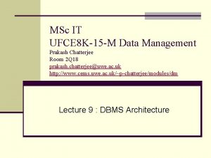 MSc IT UFCE 8 K15 M Data Management
