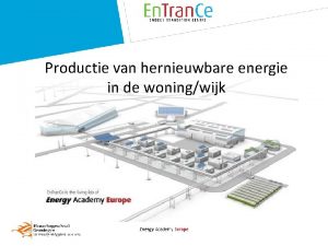 Productie van hernieuwbare energie in de woningwijk Energiebehoefte