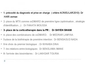 1 prcocit du diagnostic et prise en charge