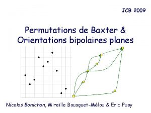 JCB 2009 Permutations de Baxter Orientations bipolaires planes