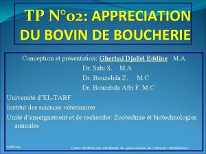 TP N 02 APPRECIATION DU BOVIN DE BOUCHERIE