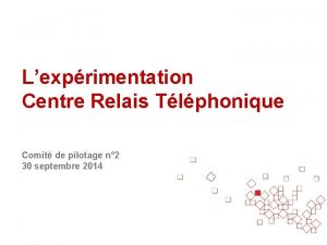 Lexprimentation Centre Relais Tlphonique Comit de pilotage n