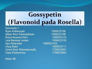 Gossypetin Flavonoid pada Rosella Kelompok 1 Ryan Ardiansyah