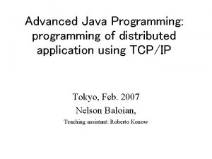 Advanced Java Programming programming of distributed application using