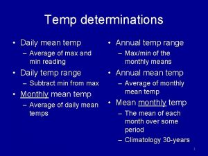 Temp determinations Daily mean temp Average of max