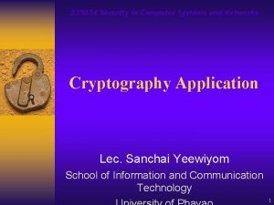 235034 Security in Computer Systems and Networks Cryptography