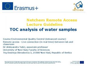 Netchem Remote Access Lecture Guideline TOC analysis of