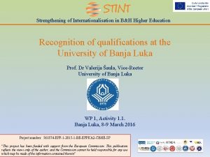 Strengthening of Internationalisation in BH Higher Education Recognition