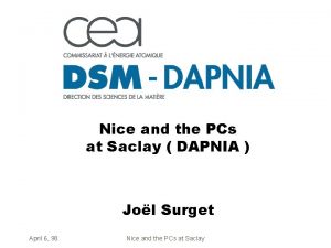 Nice and the PCs at Saclay DAPNIA Jol