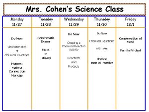 Mrs Cohens Science Class Monday 1127 Do Now