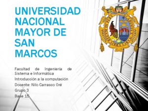 UNIVERSIDAD NACIONAL MAYOR DE SAN MARCOS Facultad de