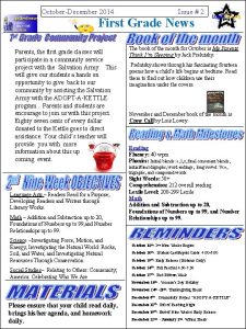 OctoberDecember 2014 Issue 2 First Grade News 1