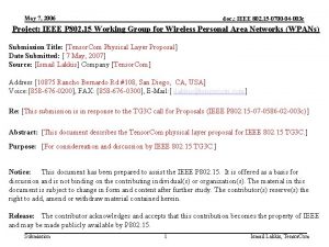 May 7 2006 doc IEEE 802 15 0700