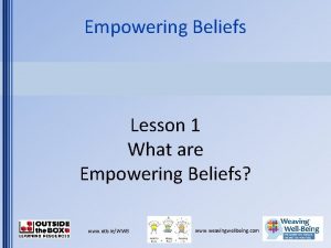 Empowering Beliefs Lesson 1 What are Empowering Beliefs