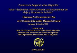Conferencia Regional sobre Migracin Taller Estndares Internacionales para