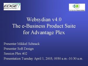 Websydian v 4 0 The eBusiness Product Suite