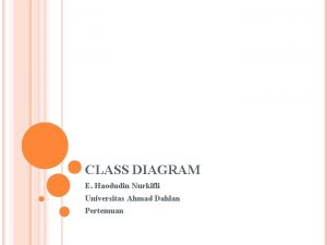 CLASS DIAGRAM E Haodudin Nurkifli Universitas Ahmad Dahlan