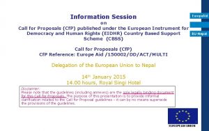 Information Session Europe Aid on Call for Proposals