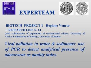 EXPERTEAM BIOTECH PROJECT 1 Regione Veneto RESEARCH LINE