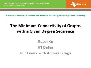 3 rd Annual Mississippi Discrete Mathematics Workshop Mississippi