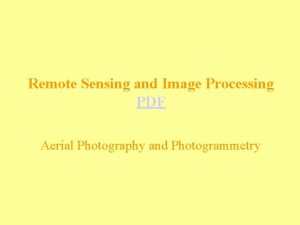 Remote Sensing and Image Processing PDF Aerial Photography