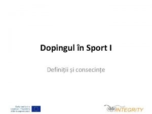 Dopingul n Sport I Definiii i consecine Definiia
