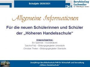 Schuljahr 20202021 Allgemeine Informationen Fr die neuen Schlerinnen