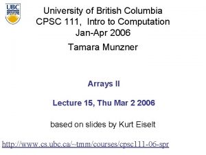 University of British Columbia CPSC 111 Intro to