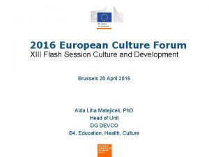 2016 European Culture Forum XIII Flash Session Culture