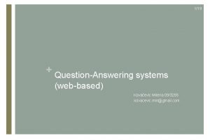 119 QuestionAnswering systems webbased Kovaevic Milena 093255 kovacevic