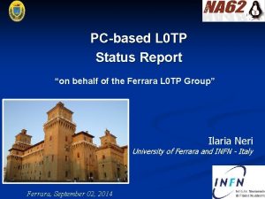 PCbased L 0 TP Status Report on behalf