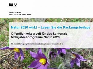 DEPARTEMENT BAU VERKEHR UND UMWELT Natur 2020 wirkt