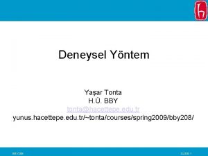 Deneysel Yntem Yaar Tonta H BBY tontahacettepe edu