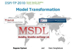 Model Transformation Eugene Syriani and Hans Vangheluwe Model