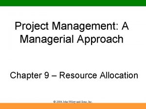 Project Management A Managerial Approach Chapter 9 Resource