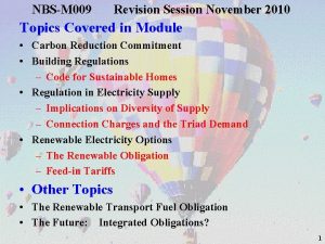NBSM 009 Revision Session November 2010 Topics Covered