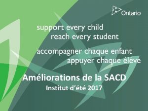 Amliorations de la SACD Institut dt 2017 Nouvelles