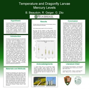 Temperature and Dragonfly Larvae Mercury Levels B Beaudoin