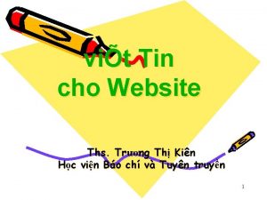 vit Tin cho Website Ths Trng Th Kin